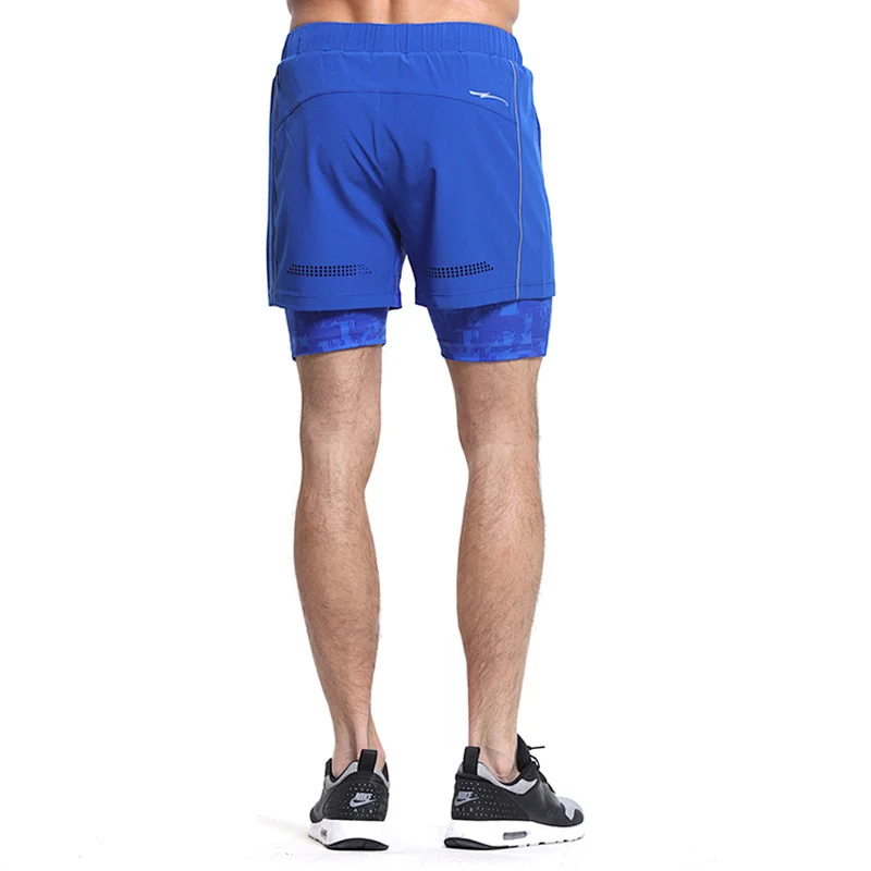 Wholesale online shopping custom logo  2 in 1 workout sport active loose-fit shorts for men