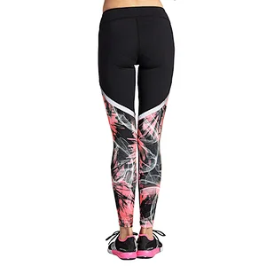 Custom OEM slim original design stretch mixmatch flower print yoga pants  leggings fitness for women