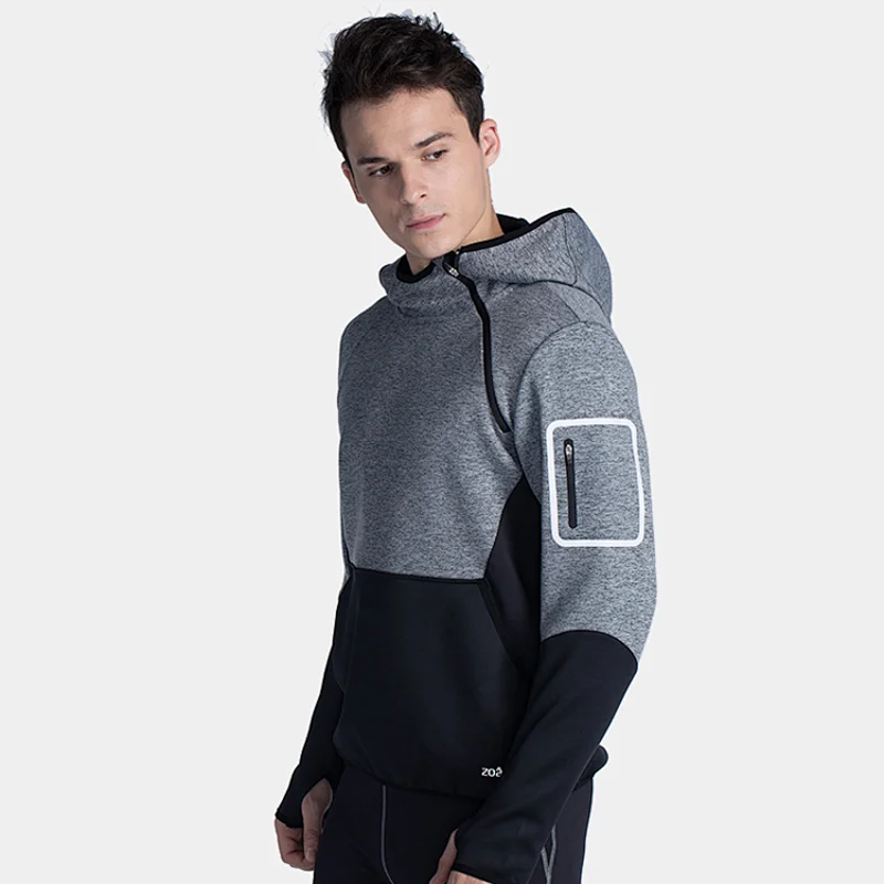 sports hoody with thumb-hole  longsleeve t shirt with half zip sweatershit