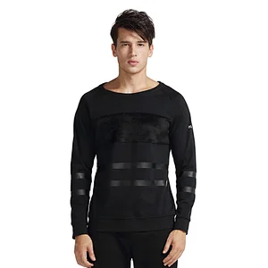 Mens knitting  black high quality  homme  sports sweater male fitness long T shirt