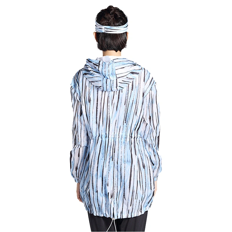 Women popular light weight running windbreaker sublimation print  jacket with adjustable on waistband