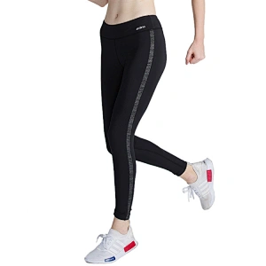 Fit pattern quick dry lightweight stripe logo tape sport yoga leggings  women compression tights