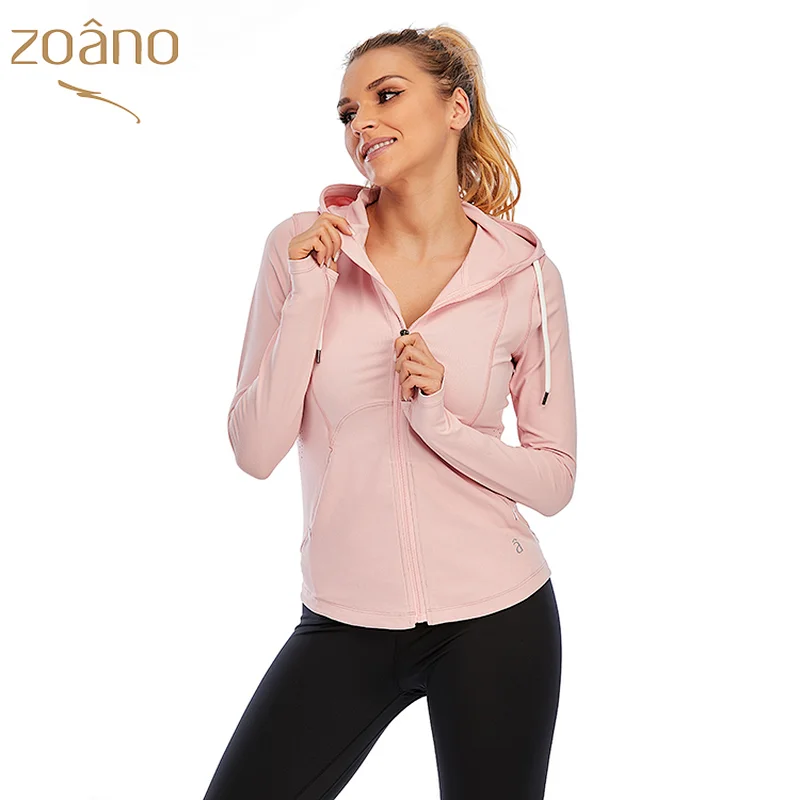 Running with Side Pockets Stretchy Thumb Hole Yoga Tight Long Sleeve Zipper Woman Custom Tactical Sportswear Jacket