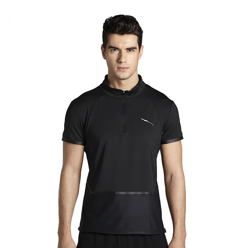 Dry Fit Custom Muscle Fitted half zip Sports Gym T Shirt pocket  Wholesale Men's Fitness Workout  t shirts