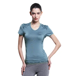 High quality sport short sleeve T-shirt for women running yoga v neck breathable slim fit t shirt