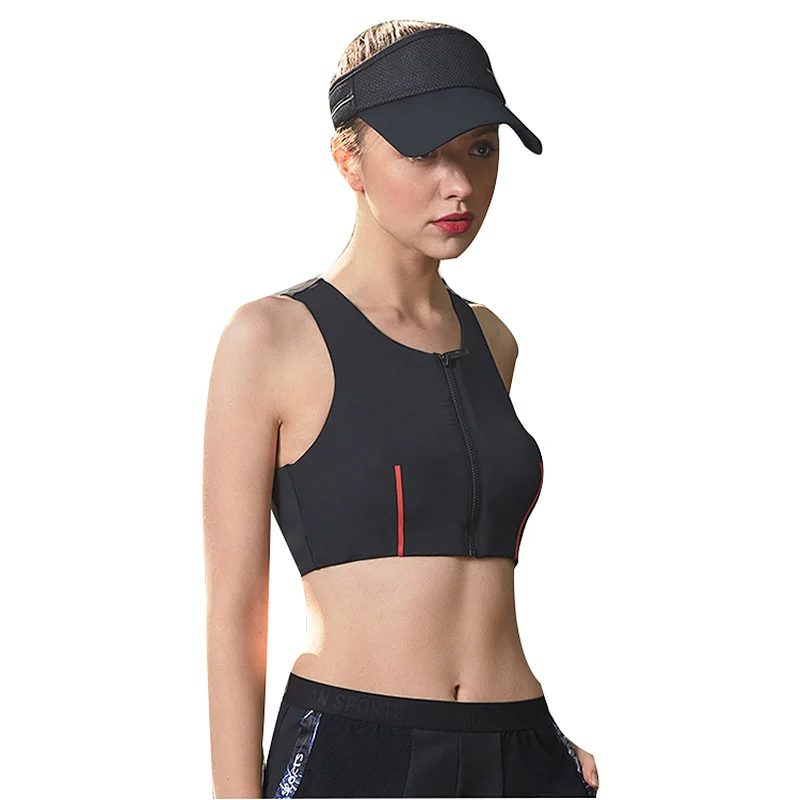 Wholesale custom design front zip sexy women sports bra