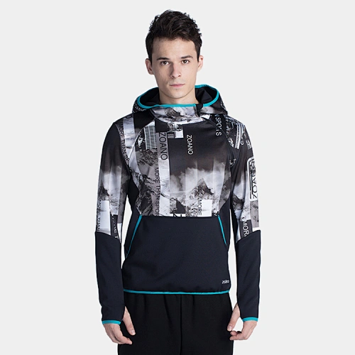 Fashion  sports hoodie longsleeve t shirt with high collar hoodie  for mens