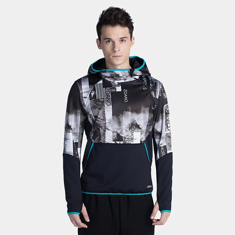 Fashion  sports hoodie longsleeve t shirt with high collar hoodie  for mens