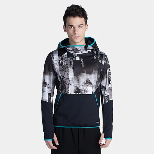 Fashion  sports hoodie longsleeve t shirt with high collar hoodie  for mens