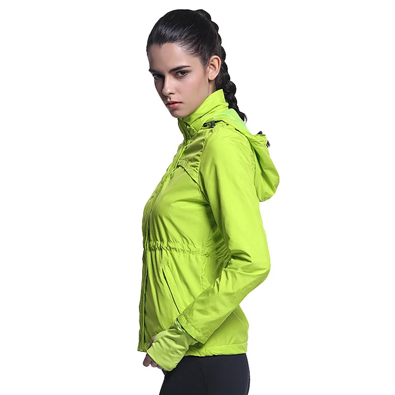 Women latest design wholesale pullover windbreaker with hoody running jacket