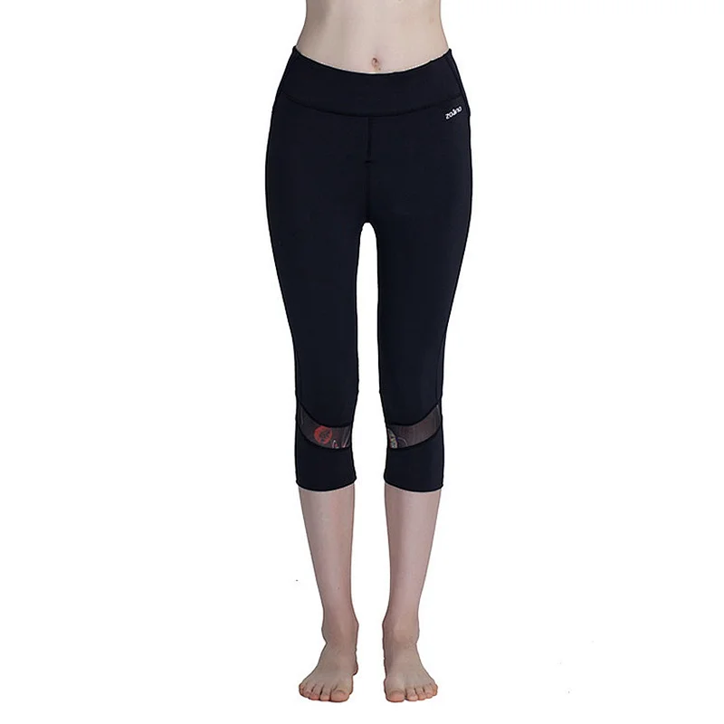 Wholesale customized women's polyester and spandex mesh breathable 3/4 length yoga gym leggings