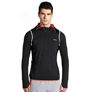 Men special hooded reflective sports sweater with thumb-hole long sleeve T shirt