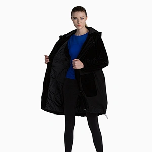 2020 newest style streetwear ladies full zip heat transfer print logo long jacket
