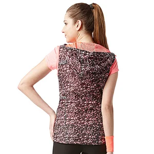 Custom Best selling Ladies Vest with hood sublimation print fitness Sportswear Jacket