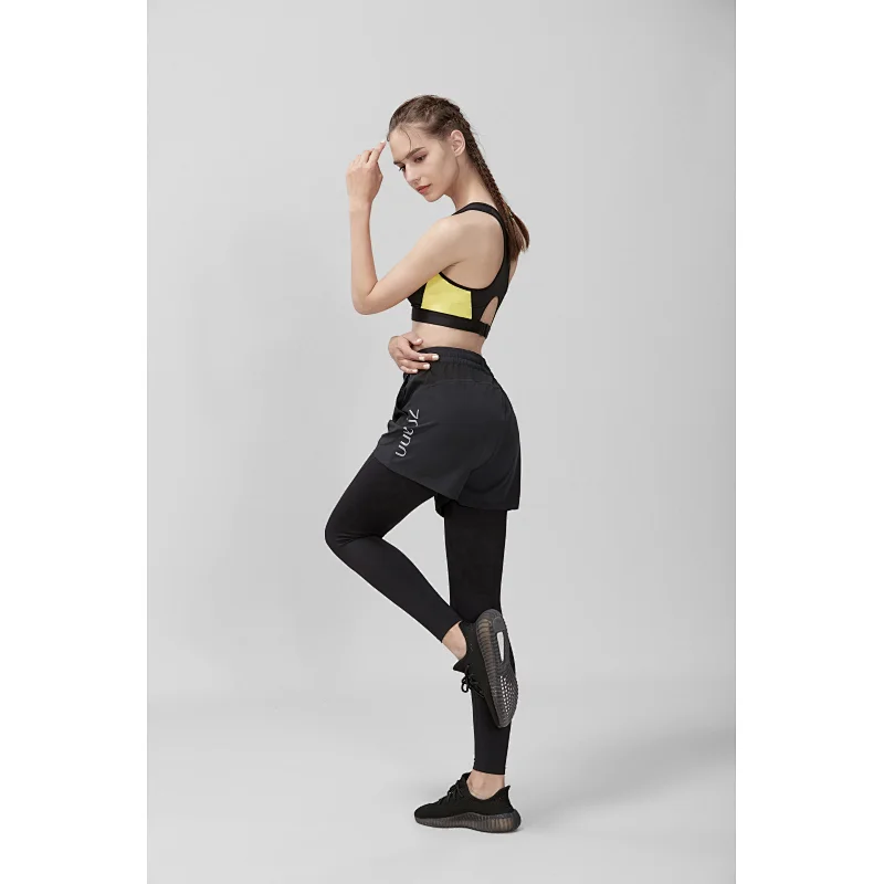 Custom reflective print double layer running shorts capri leggings for women yoga pants fitness leggings for women