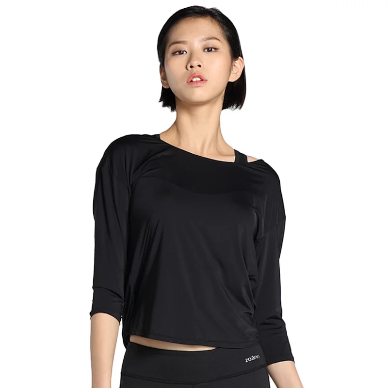 Women sexy factory OEM Light weight breathable yoga sport wear  dry fit activewear loose t shirt