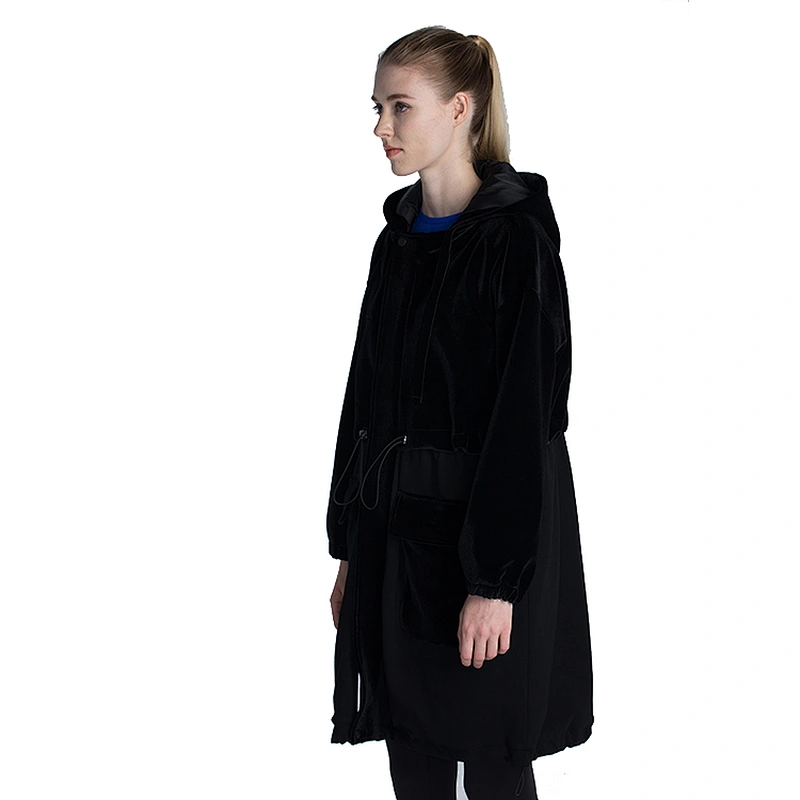 2020 newest style streetwear ladies full zip heat transfer print logo long jacket