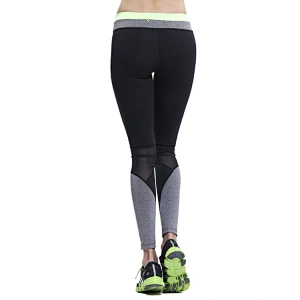 Comfortable fit pattern reflective logo quick dry long pants women mesh yoga leggings fitness with  hidden zip pocket