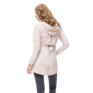 Womens custom logo sports lightweight long windbreaker detachable hoodie jacket