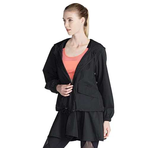 Factory cheap high quality long windbreaker jacket with  detachable bottom