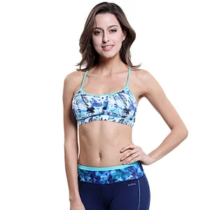 hot sexy ladies sublimation printed yoga top bra women gym pushup mixmatch Strappy Sports Bra