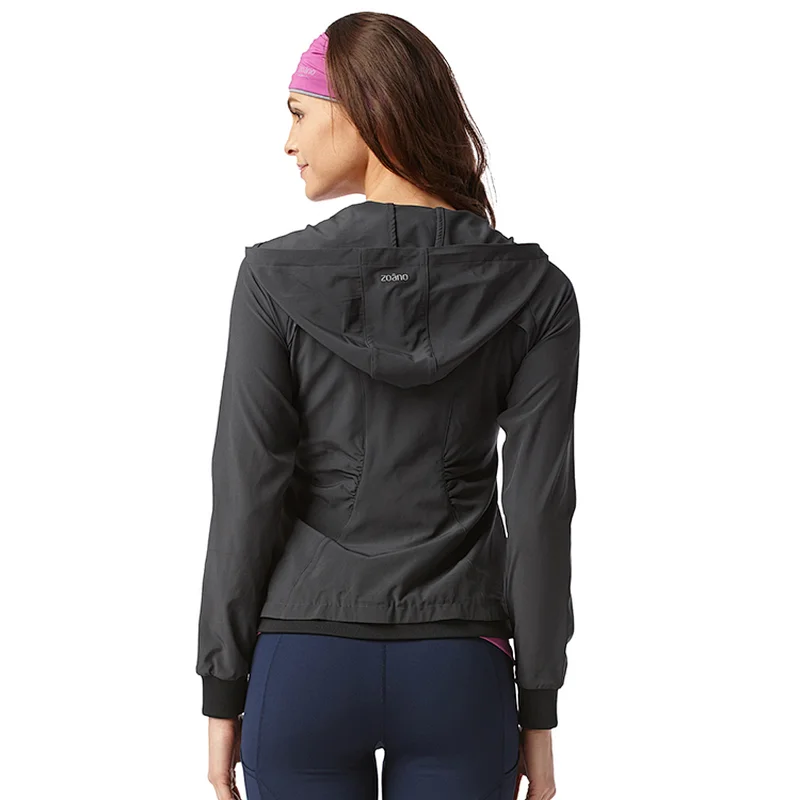 Wholesale protective women sports jacket with hoody light weight jacket