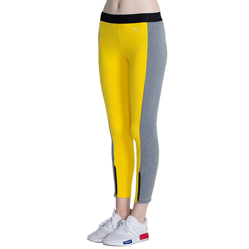 Summer neon colorful low rise trousers slim fit pattern active  gym leggings running pants for women with zip