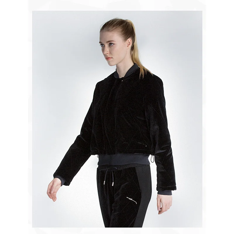 2021 new arrival  High quality velvet jacket with zipper and print in stock women jacket