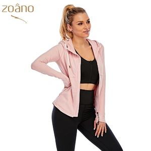 Running with Side Pockets Stretchy Thumb Hole Yoga Tight Long Sleeve Zipper Woman Custom Tactical Sportswear Jacket