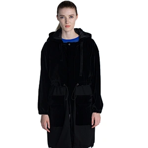 2020 newest style streetwear ladies full zip heat transfer print logo long jacket
