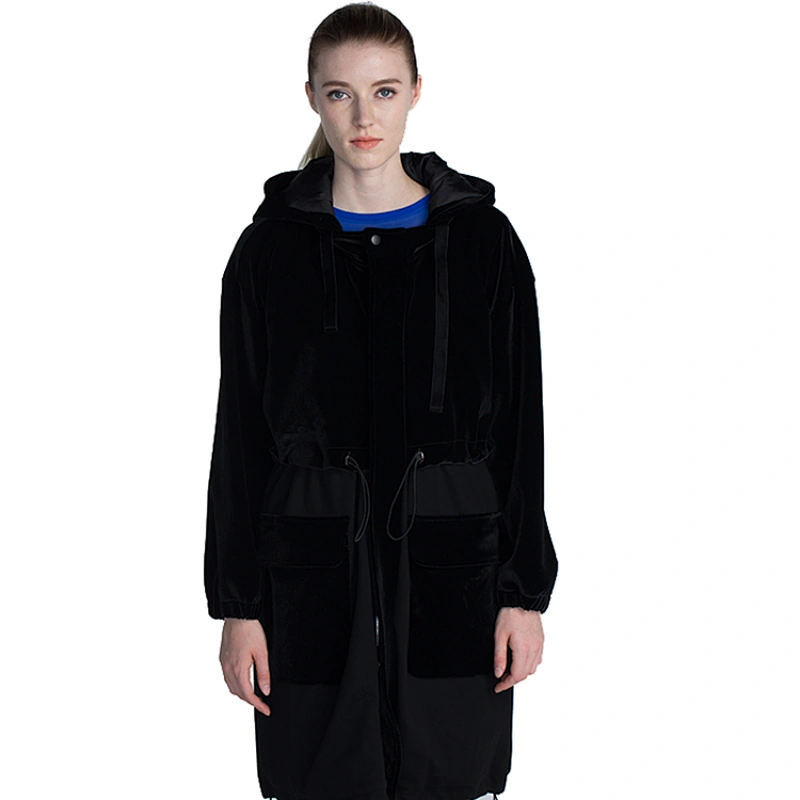 2020 newest style streetwear ladies full zip heat transfer print logo long jacket