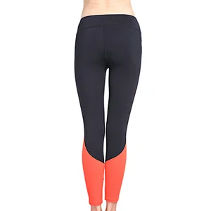 Fashion design color contrast build up gym pants sportswear  women compression ninth yoga tights