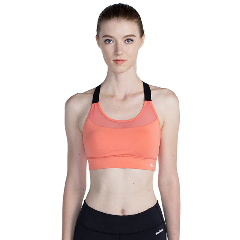 2020 workout triangle yoga bra mesh women high quality Strappy removable cup Sports Bra