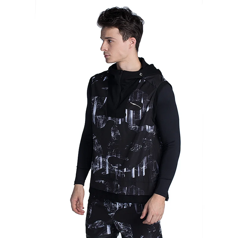 2020 Hot Sale New Design half zipper Sleeveless Hoodie For Men Fitness Casual Sweat shirt
