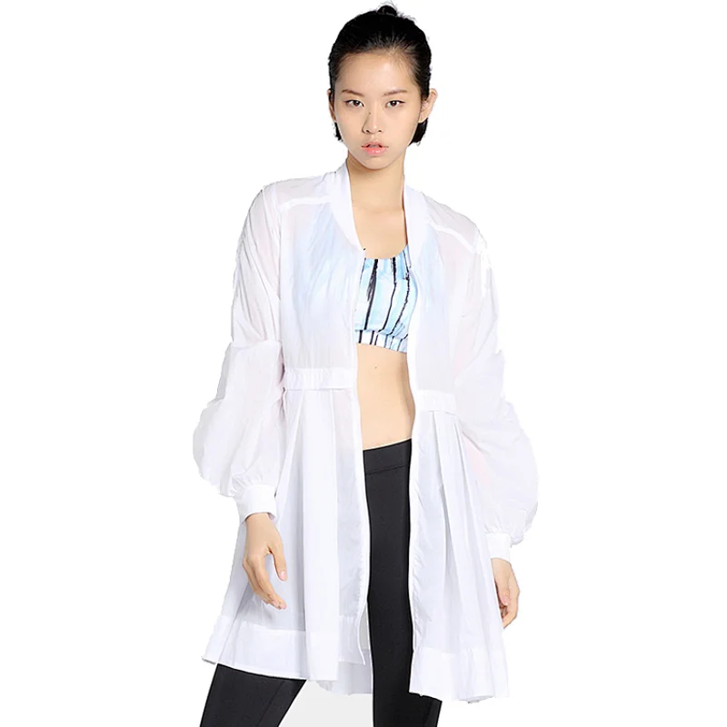 Customize logo women fashion light weight running long windbreaker jacket