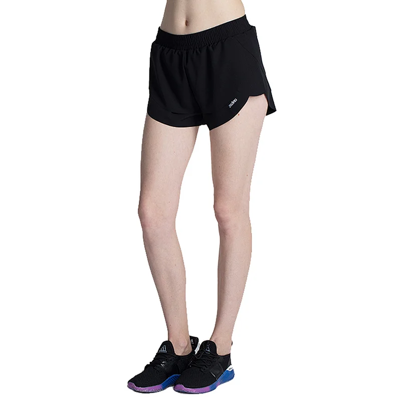 Women black dry fit laser cutting sports short for running ,fitness short