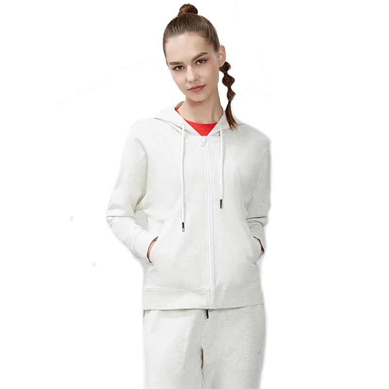 Breathable Quick Dry women's  white Hoody  Fitness Wear Outdoor Running Sports jacket