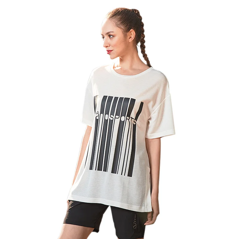 fast dry sport short sleeve t shirt for women casual running yoga off-white dry fit gym clothes