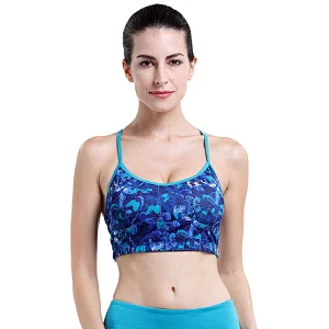 2020 ladies sublimation printed hot sexy yoga bra custom simple pushup back cross strap removable cup Sports Bra