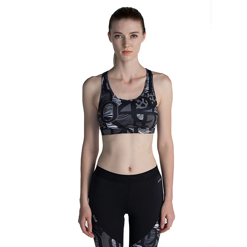 2020 workout sublimation printed yoga bra women custom leopard pushup cup racerback hole Sports Bra Athletic apparel custom logo