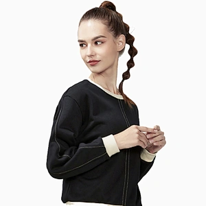 Custom logo 2020 fashion loose sports running crew neck sweater for women