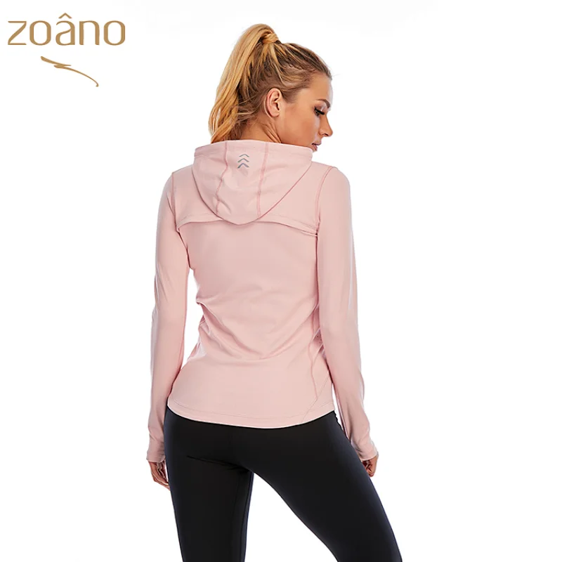 Running with Side Pockets Stretchy Thumb Hole Yoga Tight Long Sleeve Zipper Woman Custom Tactical Sportswear Jacket