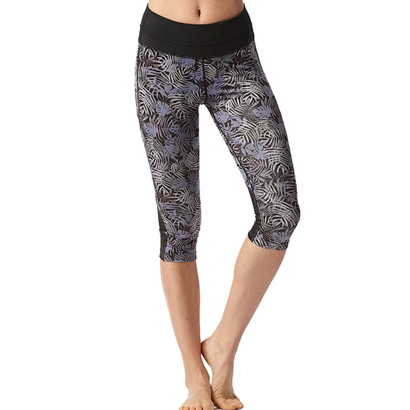 Hot sales custom printed half tight leggings gym fitness sports yoga brown leggings