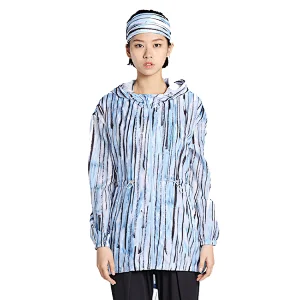 Women popular light weight running windbreaker sublimation print  jacket with adjustable on waistband