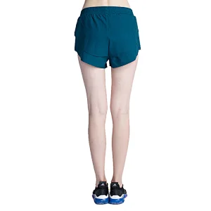 Women black dry fit laser cutting sports short for running ,fitness short