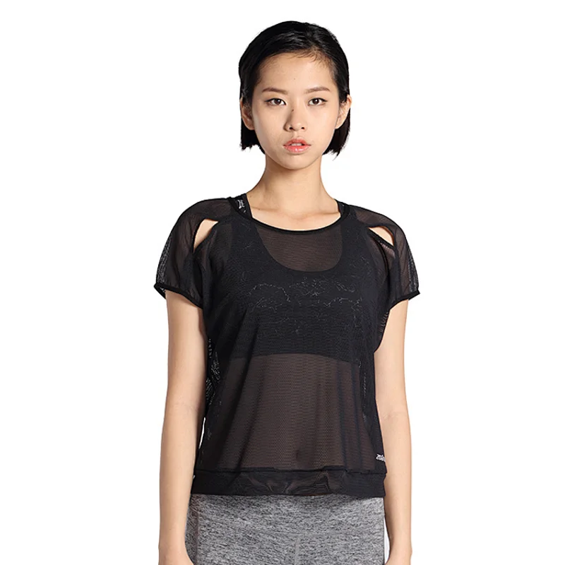 Women customize cheap fashion mesh breathable running yoga gym wear for sports t shirt
