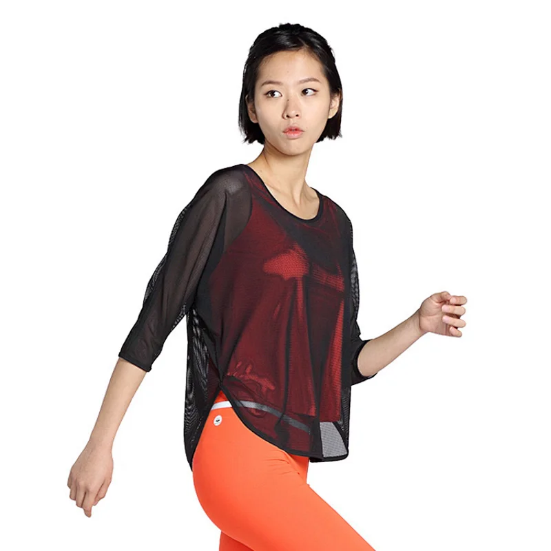 Yoga Sports Wear Short Sleeve femme Workout Fitness  Women Round Neck dry fit T Shirt