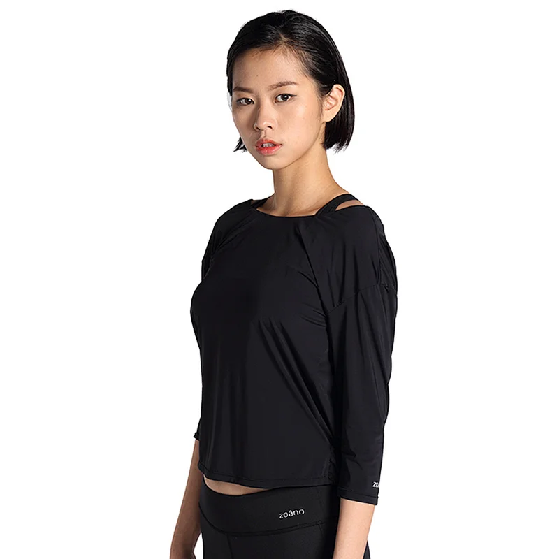 Women sexy factory OEM Light weight breathable yoga sport wear  dry fit activewear loose t shirt