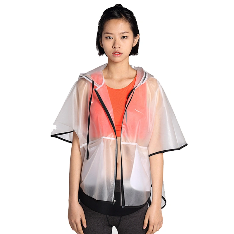 Women custom logo rain jacket waterproof sport clear pvc windbreaker fashion jacket