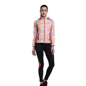 Women detachable sleeve sublimation print windbreaker jacket  shiny manufacturers sportswear